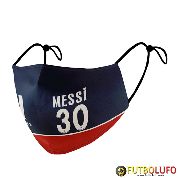 Mascarilla Futbol PSG Messi 30 Azul marino Reutilisable