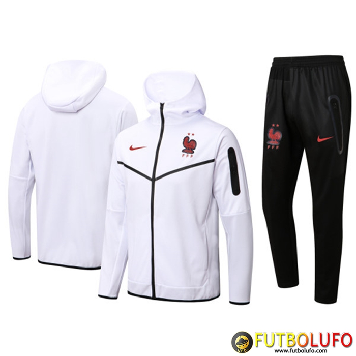 Chaqueta Con Capucha Chandal Francia Blanco 2022/2023