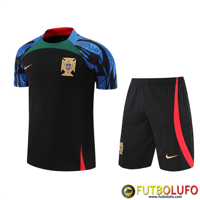 Camiseta Entrenamiento + Cortos Portugal Negro/Azul 2022/2023