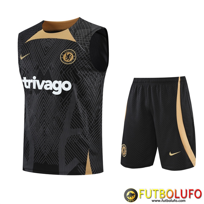 Camiseta Entrenamiento sin mangas + Cortos FC Chelsea Negro 2022/2023
