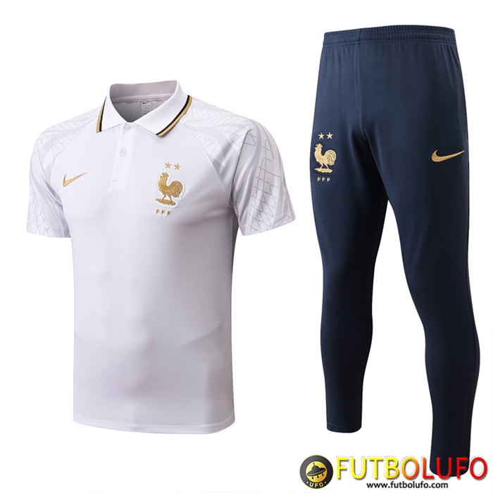 Camiseta Polo Francia Blanco 2022/2023