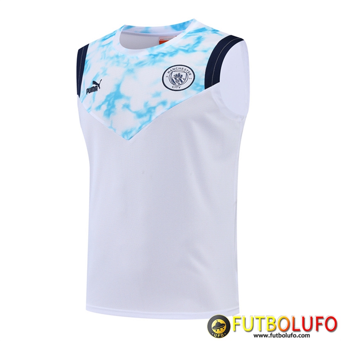 Camiseta Entrenamiento sin mangas Manchester City Blanco 2022/2023