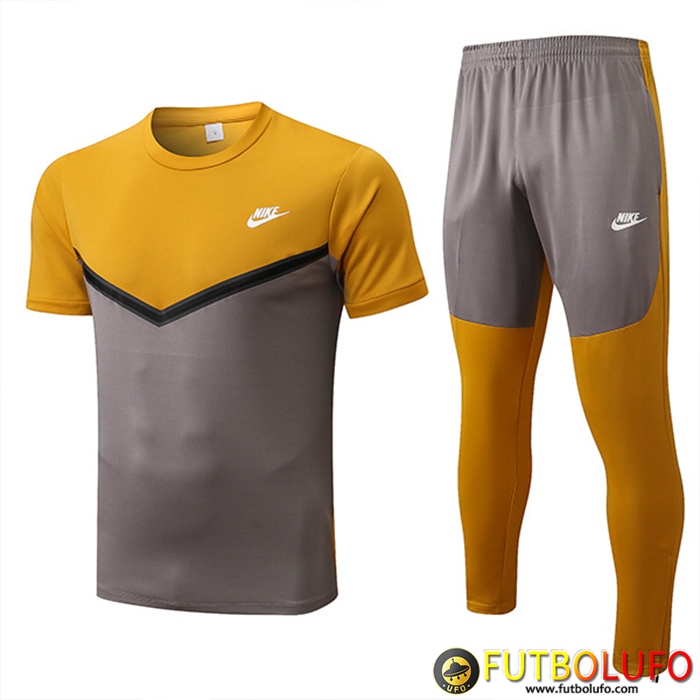 Camiseta Entrenamiento + Pantalones Nike Gris/Amarillo 2022/2023