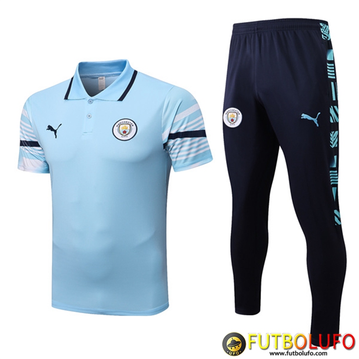 Camiseta Polo Manchester City Azul Claro 2022/2023