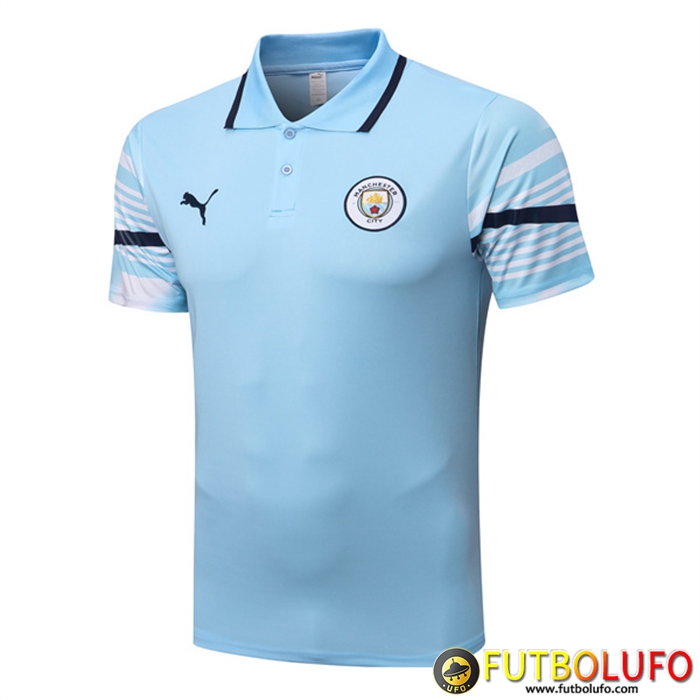 Camiseta Polo Manchester City Azul Claro 2022/2023