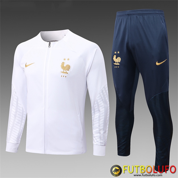 Chandal Equipos De Futbol - Chaquetas Francia Ninos Blanco Azul marino 2022/2023