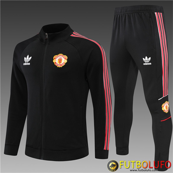 Chandal Equipos De Futbol - Chaqueta Manchester United Ninos Negro 2022/2023