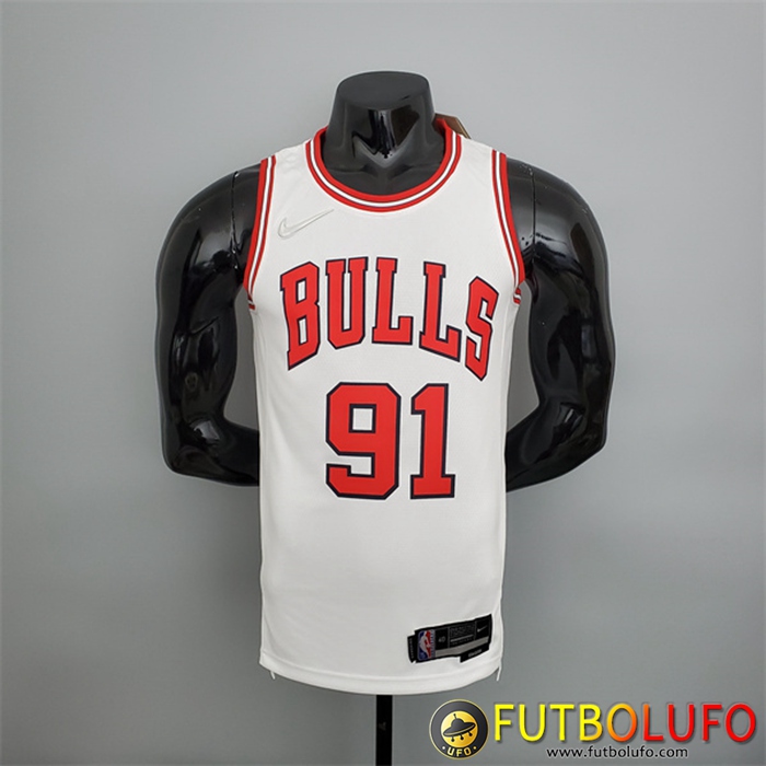 Camisetas Chicago Bulls (Rodman #91) Blanco 75th Anniversary