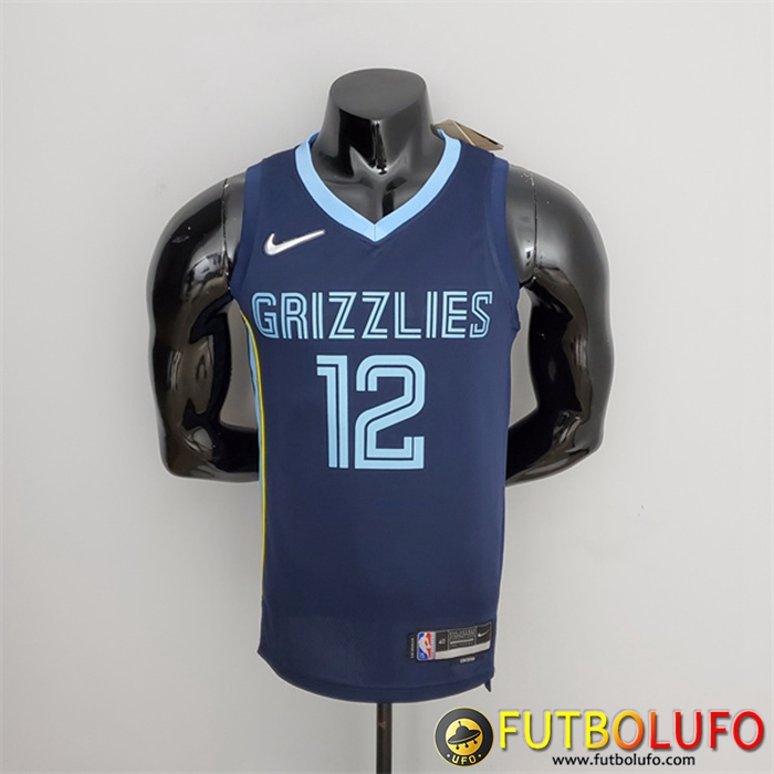 Camisetas Memphis Grizzlies (Morant #12) Azul marino 75th Anniversary