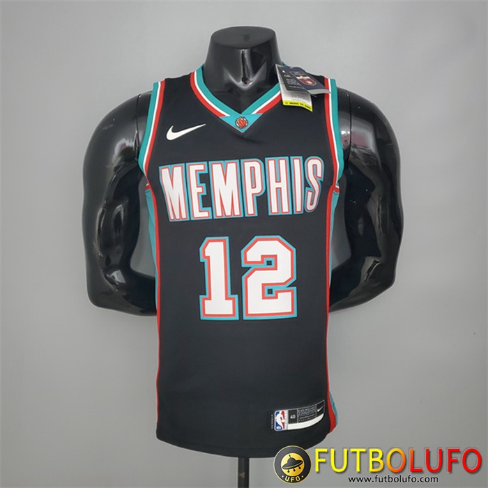 Camisetas Memphis Grizzlies (Morant #12) Retro Negro