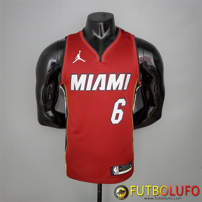 Nueva Camisetas Miami Heat (James #6) Vino tinto