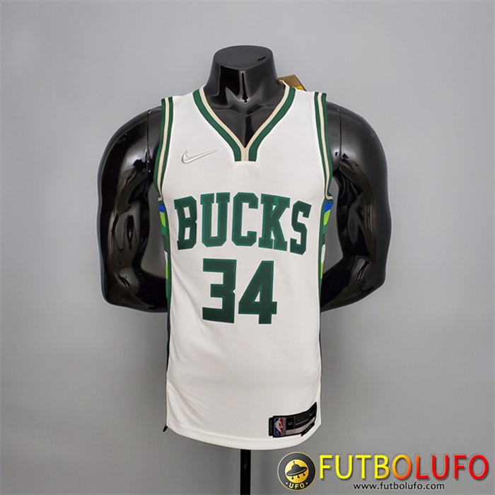 Camisetas Milwaukee Bucks (Antetokounmpo #34) 2022 Blanco
