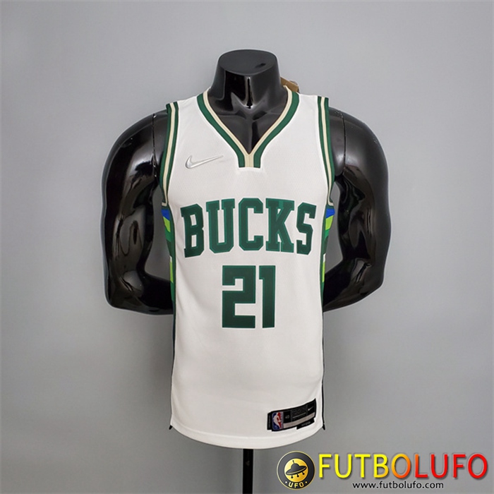 Camisetas Milwaukee Bucks (Holiday #21) 2022 Blanco