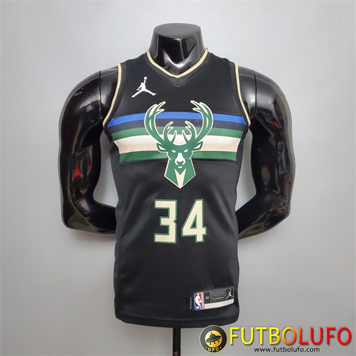 Nueva Camisetas Milwaukee Bucks (Antetokounmpo #34) Negro Jordan Theme Edition