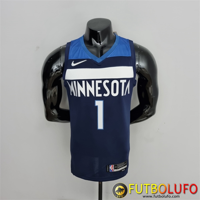 Camisetas Minnesota Timberwolves (Edwards #1) Azul Royal 75th Anniversary
