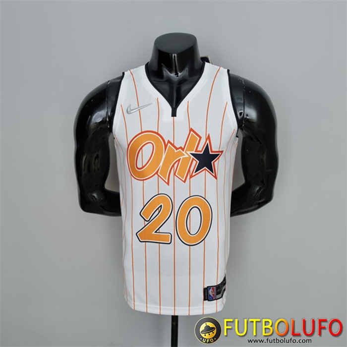 Camisetas Orlando Magic (Fultz #20) Blanco/Naranja 75th Anniversary