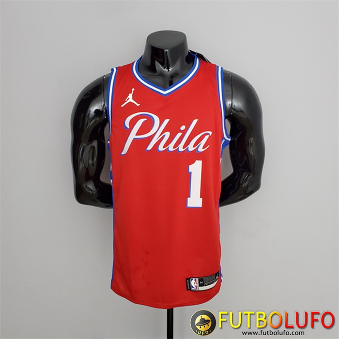 Camisetas Philadelphia 76ers (Harden #1) Rojo V-collerette