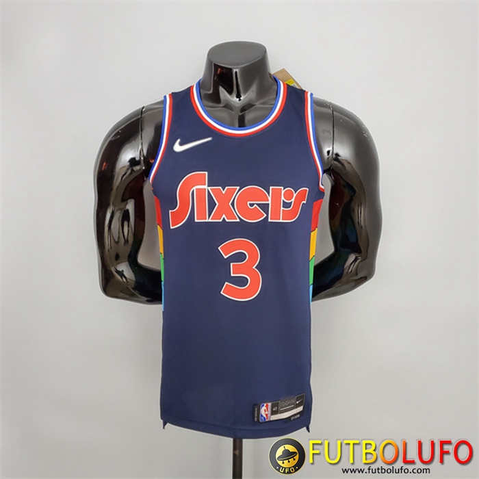 Camisetas Philadelphia 76ers (Iverson #3) 2022 Azul Royal