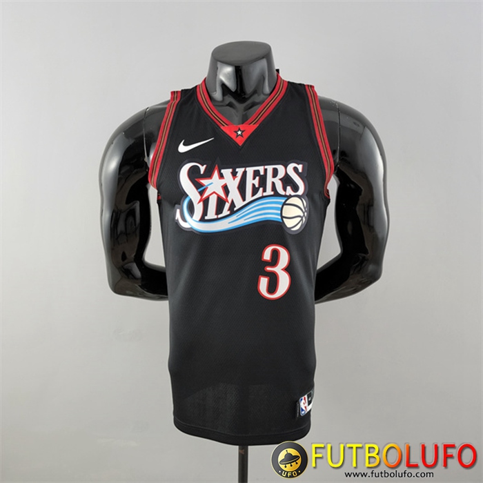 Camisetas Philadelphia 76ers (Iverson #3) Retro Big Meteor Negro