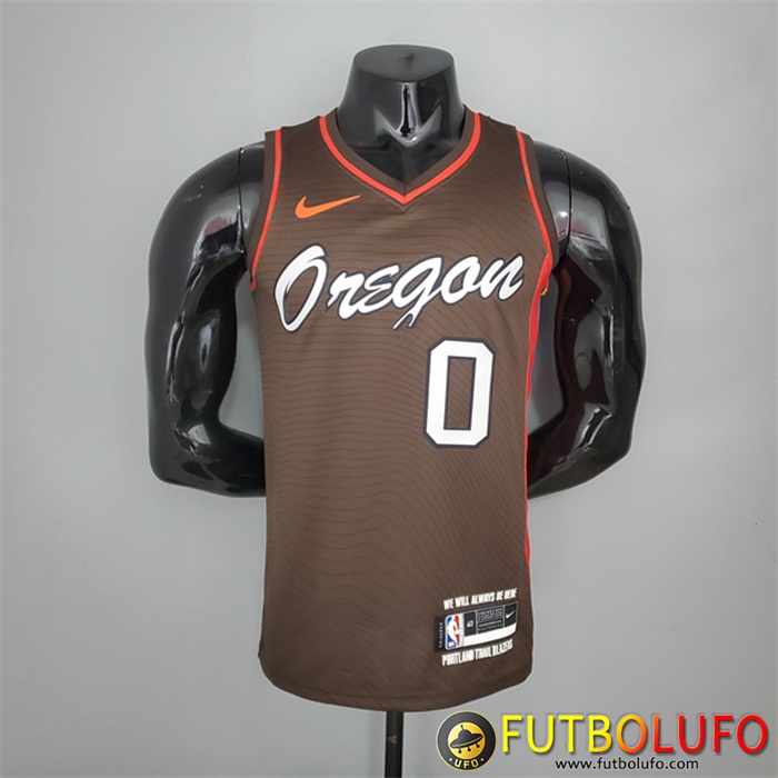 Camisetas Portland Trail Blazers (Lillard #0) 2021 Marrón City Edition