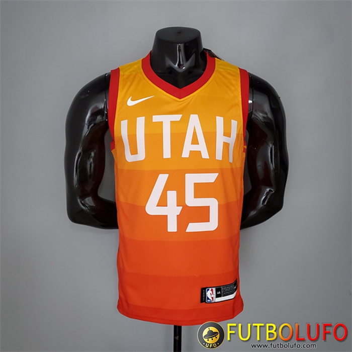 Camisetas Utah Jazz (Mitchell #45) 2019 Rainbow Gradient Naranja