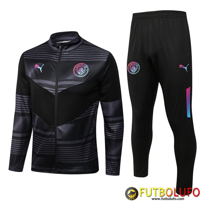 Chandal Equipos De Futbol - Chaqueta Manchester City Negro/Gris 2022/2023