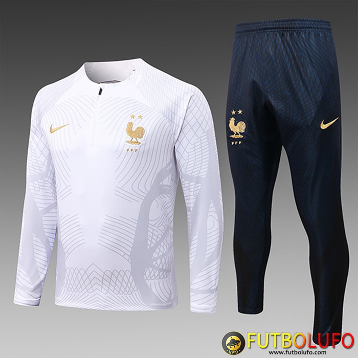 Chandal Equipos De Futbol Francia Ninos Pattern Blanco 2022/2023