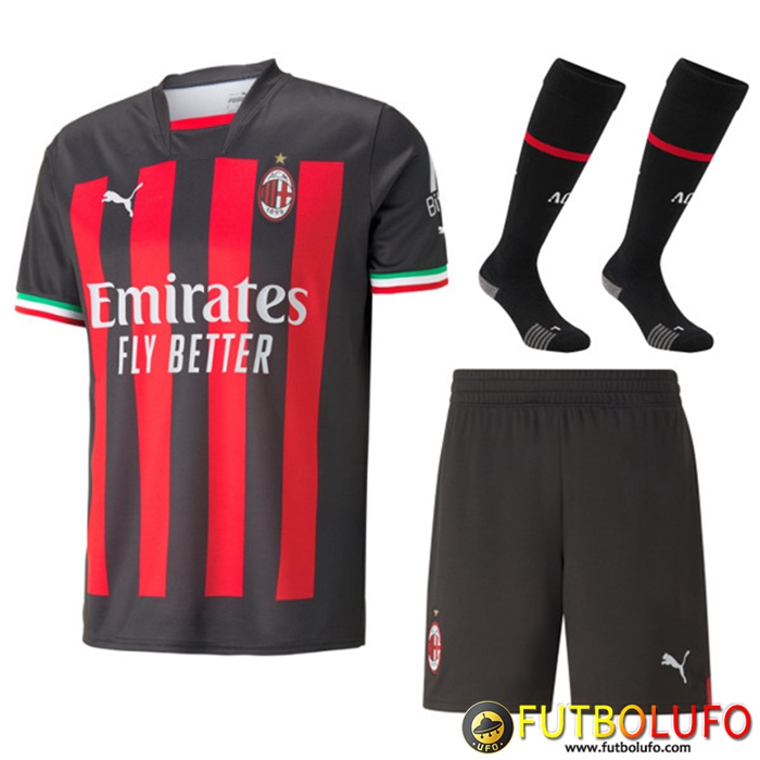 Camisetas De Futbol AC Milan Primera (Cortos + Calcetines) 2022/2023