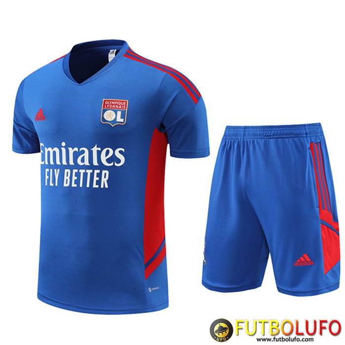 Camiseta Entrenamiento + Cortos Lyon Azul 2022/2023