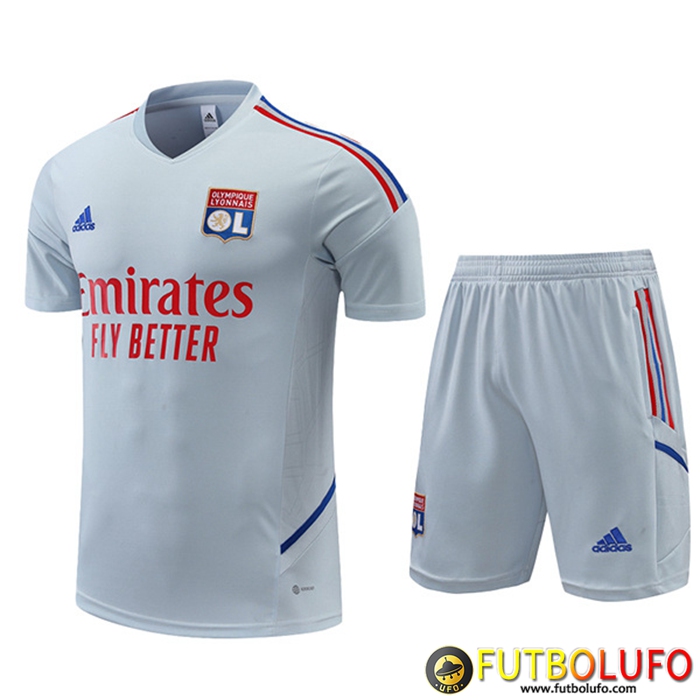 Camiseta Entrenamiento + Cortos Lyon Gris 2022/2023