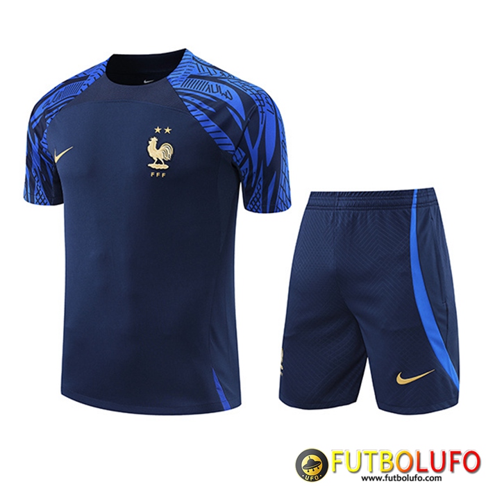 Camiseta Entrenamiento + Cortos Francia Azul marino 2022/2023