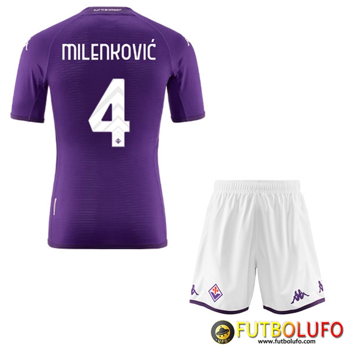 Camisetas De Futbol ACF Fiorentina (MILENKOVIĆ #4) Ninos Primera 2022/23