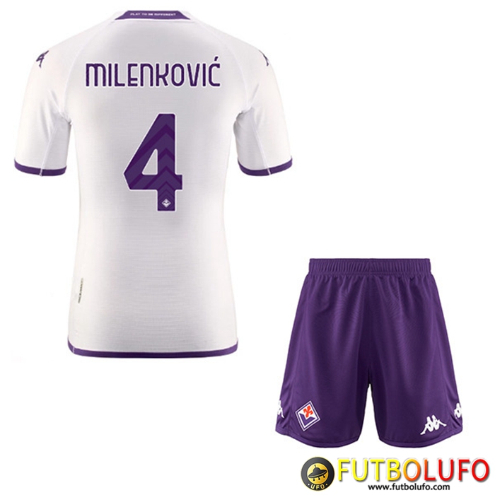 Camisetas De Futbol ACF Fiorentina (MILENKOVIĆ #4) Ninos Segunda 2022/23