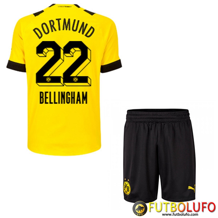 Camisetas De Futbol Dortmund BVB (BELLINGHAM #22) Ninos Primera 2022/23