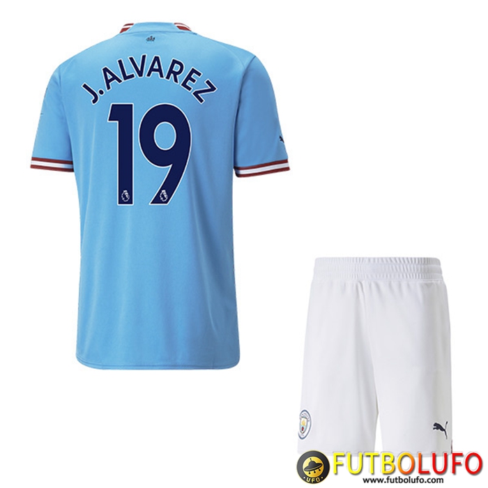 Camisetas De Futbol Manchester City (J.ALVAREZ #19) Ninos Primera 2022/23