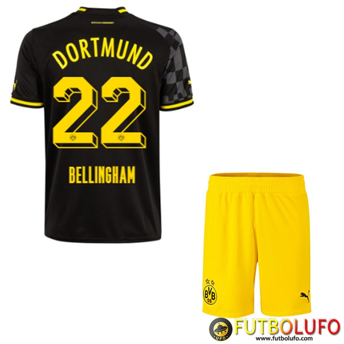 Camisetas De Futbol Dortmund BVB (BELLINGHAM #22) Ninos Segunda 2022/23