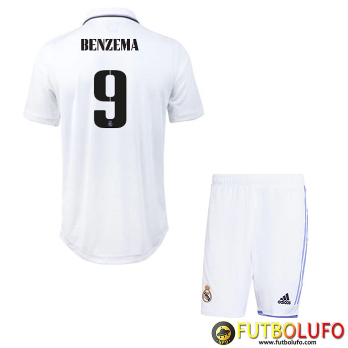 Camisetas De Futbol Real Madrid (BENZEMA #9) Ninos Primera 2022/23