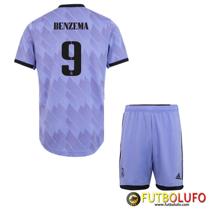 Camisetas De Futbol Real Madrid (BENZEMA #9) Ninos Segunda 2022/23