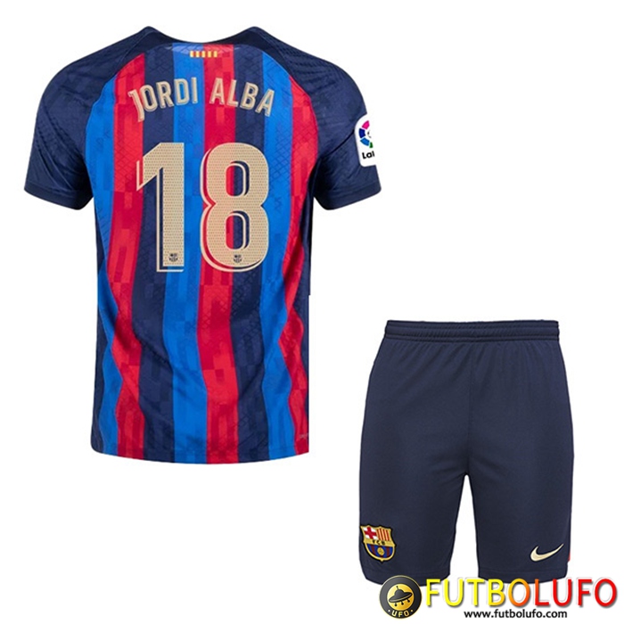 Camisetas De Futbol FC Barcelona (JORDI ALBA #18) Ninos Primera 2022/23