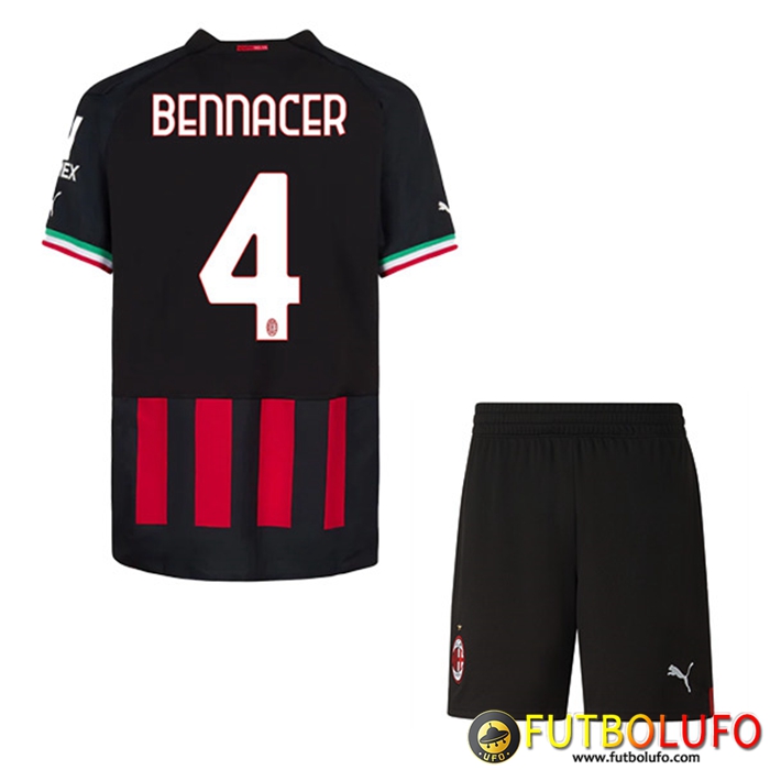 Camisetas De Futbol AC Milan (BENNACER #4) Ninos Primera 2022/23