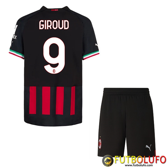 Camisetas De Futbol AC Milan (GIROUD #9) Ninos Primera 2022/23
