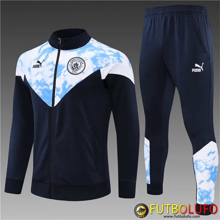 Chandal Equipos De Futbol - Chaqueta Manchester City Ninos Azul marino/Blanco 2022/2023