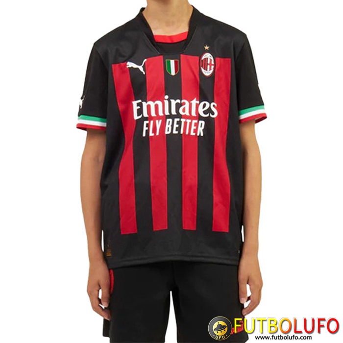 Nueva Camisetas De Futbol AC Milan Ninos Primera 2022/2023