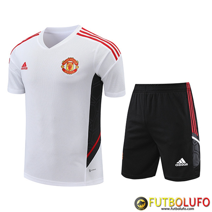 Camiseta Entrenamiento + Cortos Manchester United Negro/Blanco 2022/2023