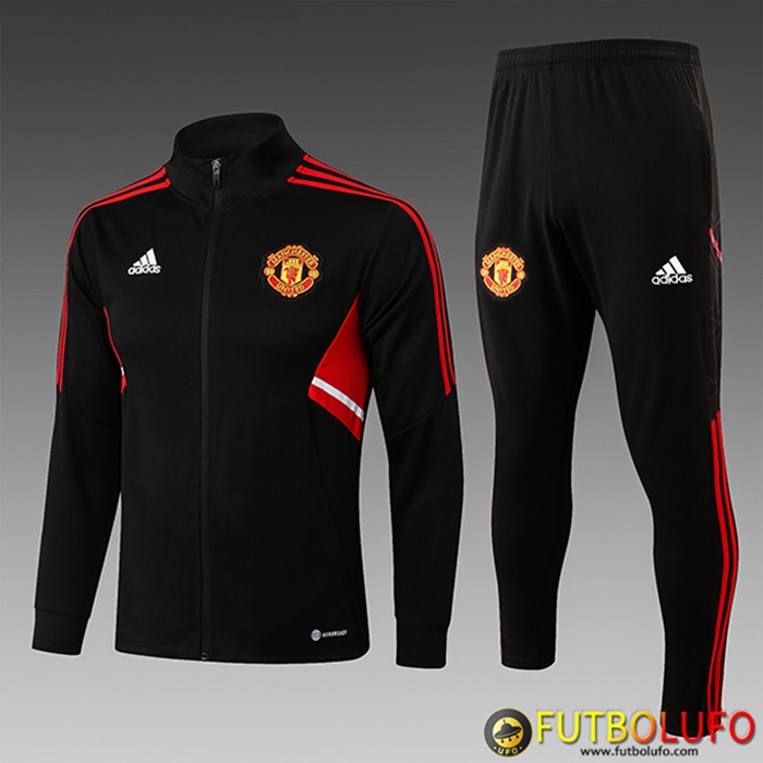 Chandal Equipos De Futbol - Chaqueta Manchester United Ninos Negro 2022/2023