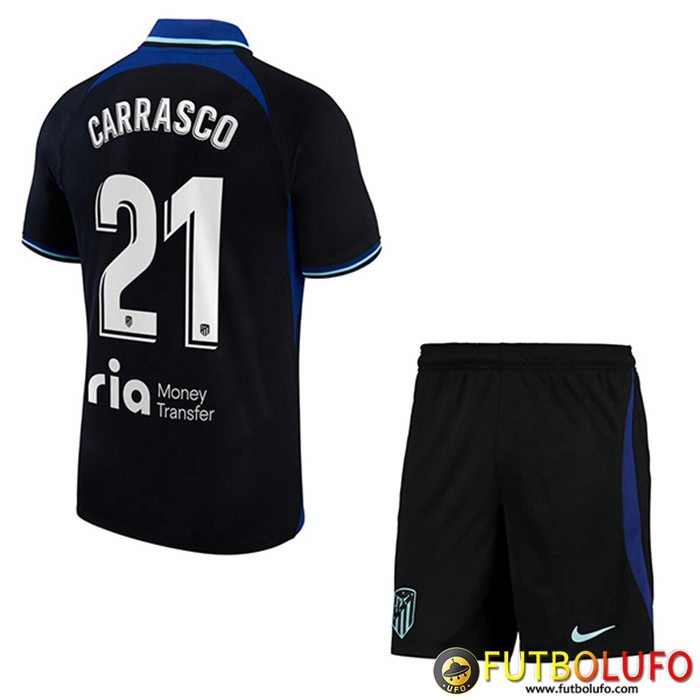 Camisetas De Futbol Atletico Madrid (CARRASCO #21) Ninos Segunda 2022/2023