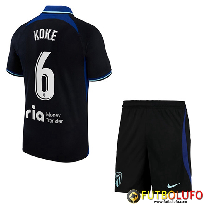 Camisetas De Futbol Atletico Madrid (KOKE #6) Ninos Segunda 2022/2023