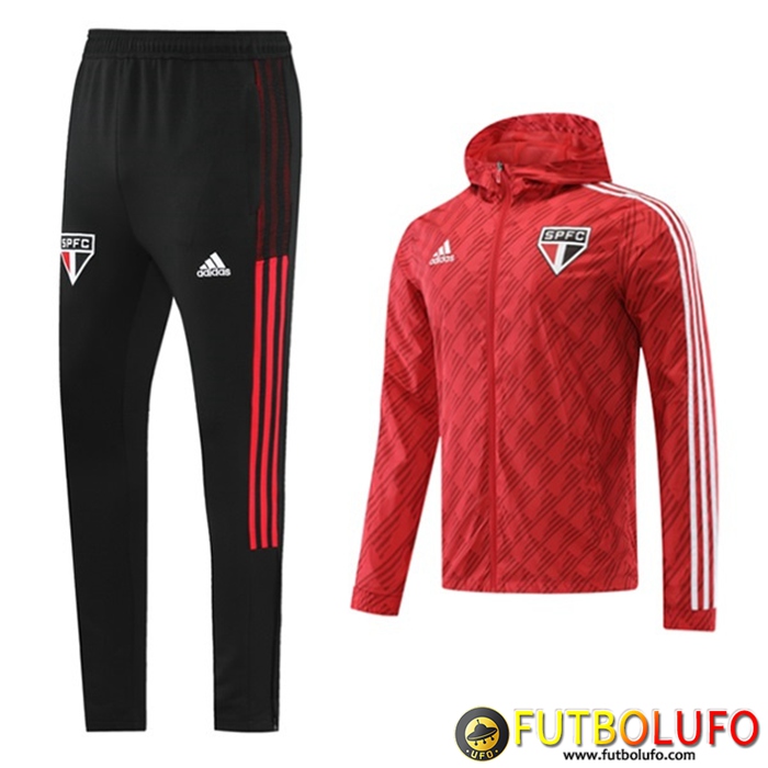 Chaqueta Con Capucha Chandal Rompevientos Sao Paulo FC Rojo 2022/2023