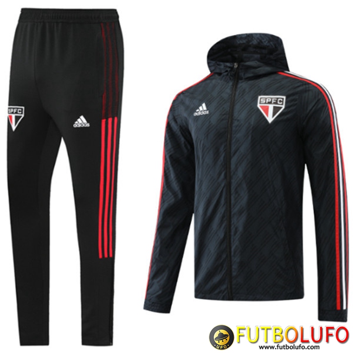 Chaqueta Con Capucha Chandal Rompevientos Sao Paulo FC Negro 2022/2023
