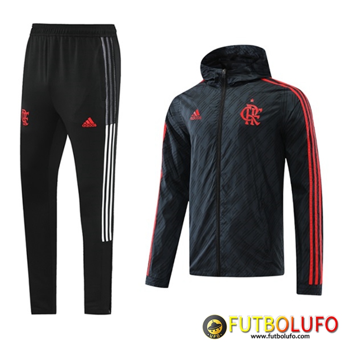 Chaqueta Con Capucha Chandal Rompevientos Flamengo Negro/Rojo 2022/2023
